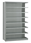 Closed Steel Industrial Shelving - 48" W x 24" D x 87" H, 8-Shelf Adder, 600 lbs. cap. per shelf