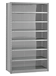 Closed Steel Industrial Shelving - 42" W x 12" D x 75" H, 8-Shelf Starter, 650 lbs. cap. per shelf