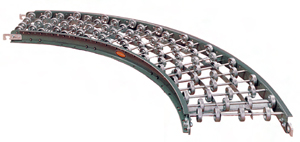 Aluminum Skatewheel Curved Conveyor - 24" wide, 90 deg curve