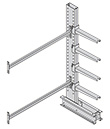 Medium Duty Cantilever Rack Adder - Single Sided, 8'H, 33" Base, 24" Straight Arms, 4 Levels, 47"W Braces