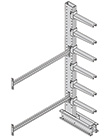 Extra Heavy Duty Cantilever Rack Adder - Single-Sided, 12'H, 52" Base, 36" Arms, 48" Braces
