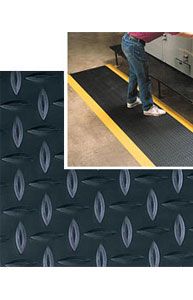 Diamond-Plate SpongeCote Beveled Heavy Duty  Black w/Yellow Borders 9/16in x 3ft x 5ft