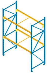 Structural Pallet Rack, 48"D x 96"H x 96"W, 10180 Lbs. Cap., 2 Beam Levels - Starter