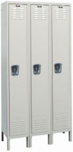 3 Wide Single Tier Galvanite Locker - 12"w x 18"d x 72"h