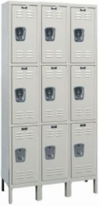 3 Wide Triple Tier Galvanite Locker - 12"w x 18"d x 24"h
