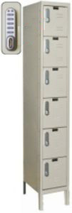 1 Wide Six Tier DigiTech Electronic Access Locker - 12"w x 18"d x 12"h