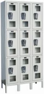 Hallowell Safety Clear View Window Locker - 3 Wide Triple Tier, 36"w x 15"d x 78"h