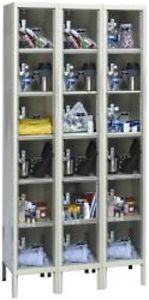 Hallowell Safety Clear View Window Locker - 3 Wide Six Tier, 36"w x 15"d x 78"h