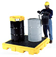 4-Drum Spill Containment Pallet - Low Profile, No Drain, Yellow