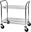 Medium Duty Utility Cart with 2 shelves and 4" resilient rubber casters - 36"w x 18"d x 40"h