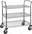 Heavy Duty Utility Cart with 3 shelves and 5" resilient rubber casters - 36"w x 21"d x 40"h