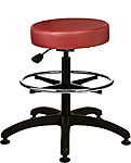 Vinyl Upholstered Work Stool with Round Seat - 22.5" - 32.5"H adjustable, 5-leg ABS Plastic Base, Footring