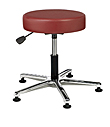 Vinyl Upholstered Work Stool with Round Seat - 21" - 28.5"H adjustable, 5-leg Polished Aluminum Base
