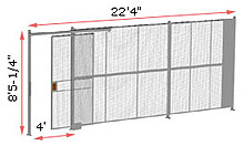1-Wall Woven Wire Security Partition, 22'4" wide, 8'5-1/4" tall - 4' Sliding Gate
