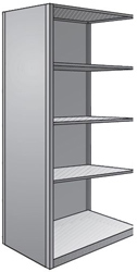 Steel Shelving, Closed - 36" W x 12" D x 87" H, 5-Shelf Adder, 600 lbs. cap., Beaded Front Posts