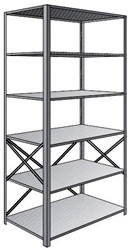Steel Shelving, Open - 36" W x 36" D x 87" H, 6-Shelf Starter, 400 lbs. cap.