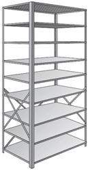 Steel Shelving, Open - 48" W x 18" D x 87" H, 9-Shelf Starter, 375 lbs. cap., Beaded Front Posts