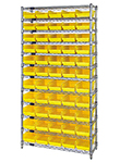Wire Shelving Bin System with 12 shelves & 55 Shelf Bins - 18"d x 36"w x 74"h