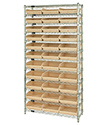 Wire Shelving Bin System with 12 shelves & 33 Shelf Bins - 12"d x 36"w x 74"h