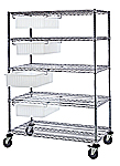 Transport Cart w/ 4 Clear View Dividable Grid Containers - 60"W