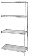 Wire Shelving - Chrome Adder, 42" W x 14" D x 74" H, Four Shelves