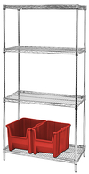 Wire Shelving - Chrome Starter, 30" W x 24" D x 74" H, Four Shelves