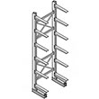 Cantilever Rack Single Sided Starter - 16'H x 4'W - (12) 48" Arms 3,000 lb. Cap. ea.