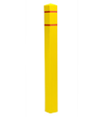 Yellow Square Post Bollard Cover with Red Contrast Stripe - Fits 55"H x 6.5"Dia. Post