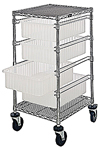 Bin Cart w/ 4 Sliding Clear View Dividable Grid Containers - 45"H