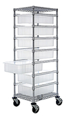 Bin Cart w/ 7 Sliding Clear View Dividable Grid Containers - 69"H