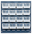 Louvered Panel - Gray, 18"W x 19"H w/ 16 Clear View 7-3/8" x 4-1/8" x 3" Bins