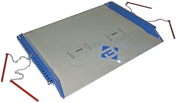 dockboard with crubs, painted edges and locking pins for stability