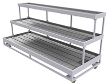 Mobile Stairstep Flood Table for Growers - 8'W x 3'D with 2'D and 1'D Levels, 48"H