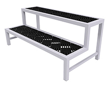 Stairstep Aluminum Grow Bench - Top Mounted Deck, 2 Tier, 24"W x 48"L x 20"H