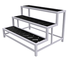 Stairstep Aluminum Grow Bench - Inset Deck, 3 Tier, 36"W x 50"L x 30"H