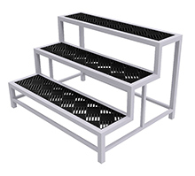 Stairstep Aluminum Grow Bench - Top Mounted Deck, 3 Tier, 36"W x 48"L x 30"H