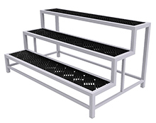 Stairstep Aluminum Grow Bench - Inset Deck, 3 Tier, 36"W x 62"L x 30"H