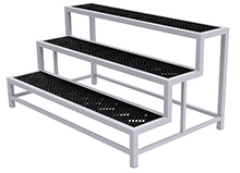 Stairstep Aluminum Grow Bench - Top Mounted Deck, 3 Tier, 36"W x 60"L x 30"H