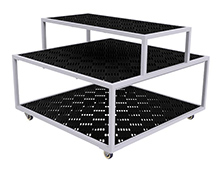 Mobile Grow Bench with Drainage Deck - 3-Tier, 4'W x 4'L x 37"H