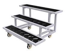 Mobile Stairstep Aluminum Grow Bench - 3 Tier, 36"W x 51"L x 30"H