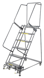 Rolling Ladder with Lock Step - 6 Steps, 14"D Top Step, 60" Platform Height