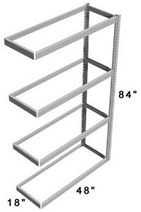 Long Span Shelving, 48" x 18" x 84" No Decking, 1000 Lbs. Cap., Adder