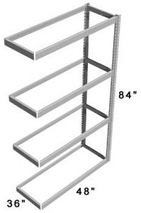Long Span Shelving, 48" x 36" x 84" No Decking, 1200 Lbs. Cap., Adder