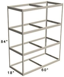 Long Span Shelving, 60" x 18" x 84" No Decking, 1200 Lbs. Cap., Starter