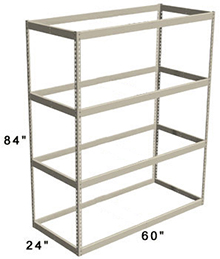 Long Span Shelving, 60" x 24" x 84" No Decking, 800 Lbs. Cap., Starter