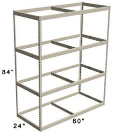 Long Span Shelving, 60" x 24" x 84" No Decking, 1200 Lbs. Cap., Starter