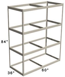 Long Span Shelving, 60" x 36" x 84" No Decking, 1300 Lbs. Cap., Starter