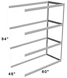 Long Span Shelving, 60" x 48" x 84" No Decking, 900 Lbs. Cap., Adder