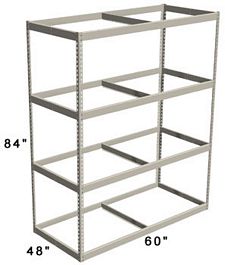 Long Span Shelving, 60" x 48" x 84" No Decking, 1300 Lbs. Cap., Starter
