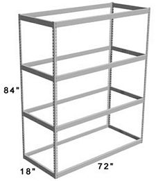 Long Span Shelving, 72" x 18" x 84" No Decking, 600 Lbs. Cap., Starter